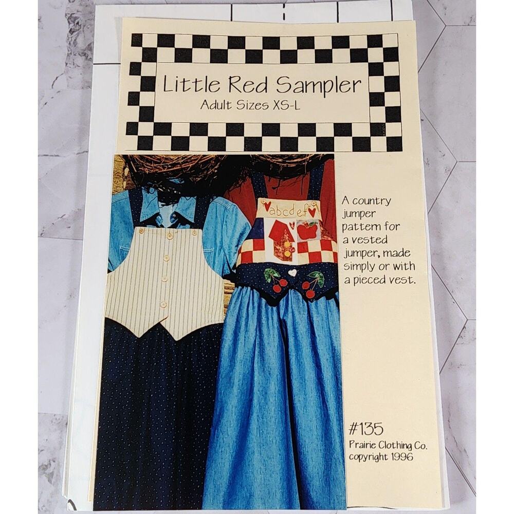 Little Red Sampler a Country Jumper Pattern Adult Sizes XS to L Uncut